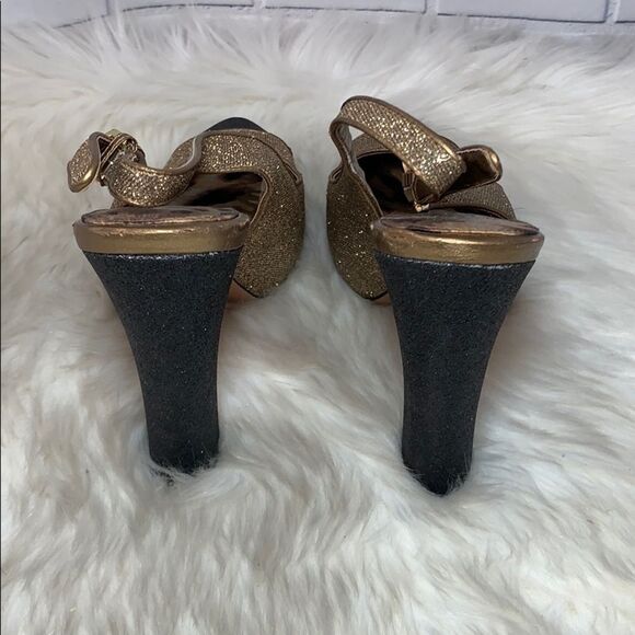 Sam Edelman Finn Glitter Gold/Black Heels Sz 8.5 - Picture 3 of 9